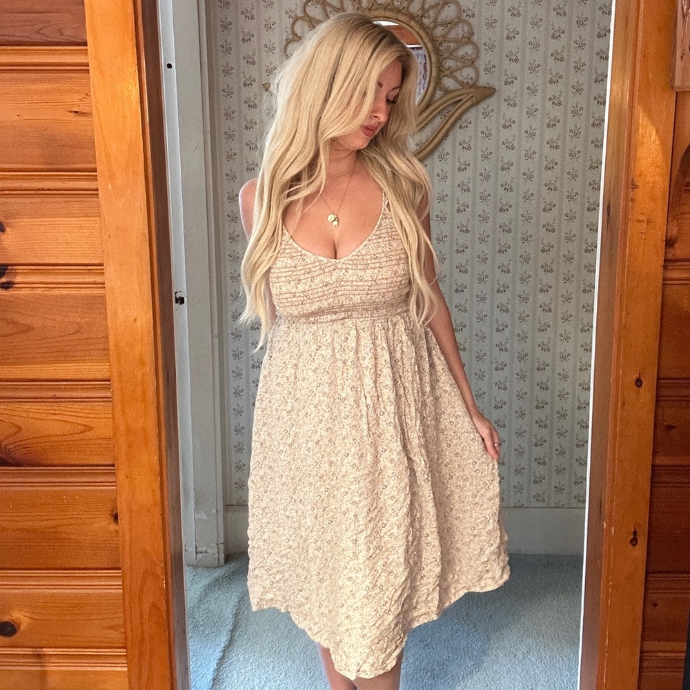 Cottage core Cream sun Dress